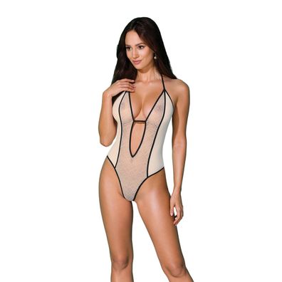 Body Mayennie aus elastischem Material und Spitze ecru-black