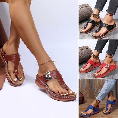 Damen Orthopadische Sandalen Pantoletten Sommer Flip Flops Hausschuhe Flache