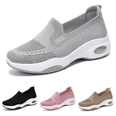 Damen Turnschuhe Bequem Slip on Sneakers Mesh Luftpolster Freizeitschuhe Outdoor