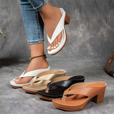 Damen Sandalen Sommerschuhe Sandaletten Keilabsatz Pantoletten Slippe Schlappen
