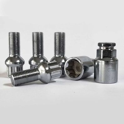 Felgenschlösser M14x1,5 27mm Kugelbund R13 Chrom Für SKODA VW Felgen Schloss