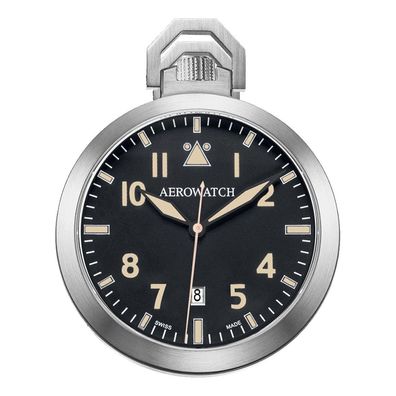 Aerowatch 42829 AA06 Taschenuhr Lépine Flieger, Datum, Saphir, 48mm