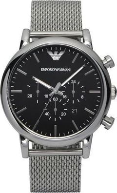 Emporio Armani Herren Armbanduhr Chronograph Schwarz/Silber AR1808