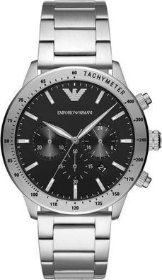 Emporio Armani Herren Armbanduhr Chronograph Silber / Schwarz AR11241