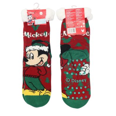 Disney 1-Paar Sherpa Kinder Socke Mickey Mouse Weihnachten Design mit ABS Sohle