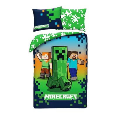 Minecraft Bettwäsche Set aus Mikrofaser Bettdeckenbezug 140 × 200 cm mit 70 × 90