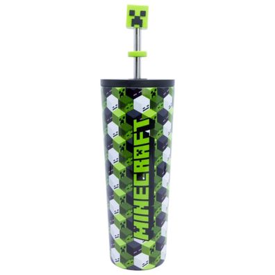 Minecraft Edelstahl Thermobecher 770 ml mit Trinkhalm und Deckel