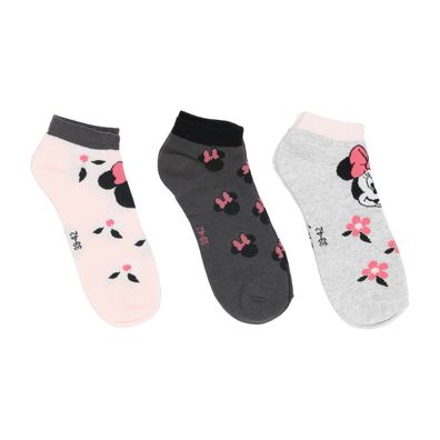 Disney Minnie Mouse Socken 3er-Pack Sneaker-Socken Mädchen Damen Baumwolle