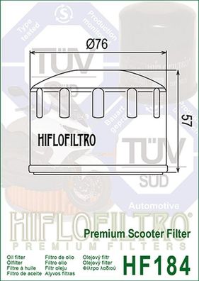 HF184 Ölfilter Adiva Aprilia Piaggio Gilera Malaguti Peugeot 759749 82658R 82883R 829