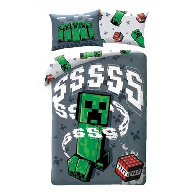 Minecraft Bettwäsche Set aus Baumwolle Bettdeckenbezug 140 × 200 cm mit 70 × 90