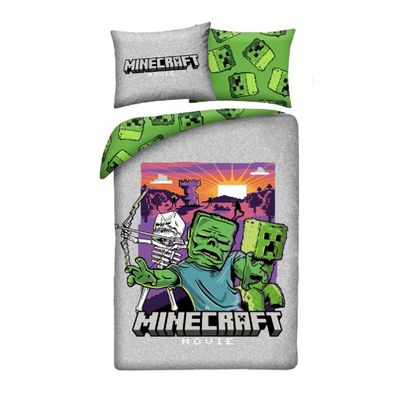 Minecraft Bettwäsche Set aus Mikrofaser Bettdeckenbezug 140 × 200 cm mit 70 × 90