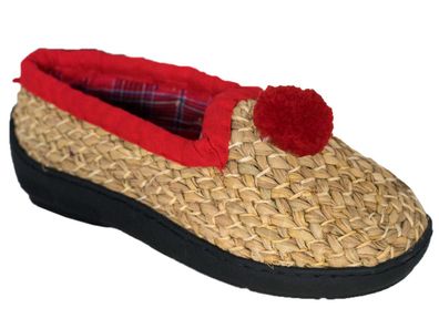 Strohschuhe Weizenstroh handgeflochten rot - Größe: 33