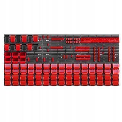 KADAX Werkstattwandregal, Wandplatten, 174 x 78 cm, Rot, 121 tlg