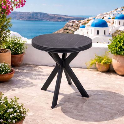 Gartentisch Don Ø70cm Kunststoff Terrasse Anthrazit rund Balkontisch Bistrotisch