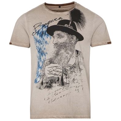 Hangowear Trachtenshirt Sepp Bavaria greige - Größe: 3XL