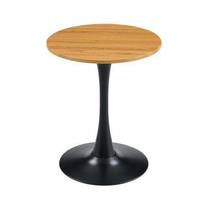Runder 60cm Beistelltisch MDF Couchtisch Holzoptik schwarz klein