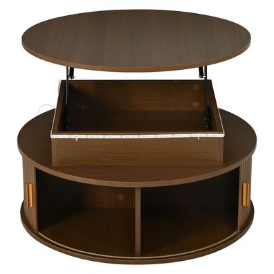 Couchtisch höhenverstellbar LED Sofatisch Beistelltisch mit Stauraum 75 * 75 * 52cm