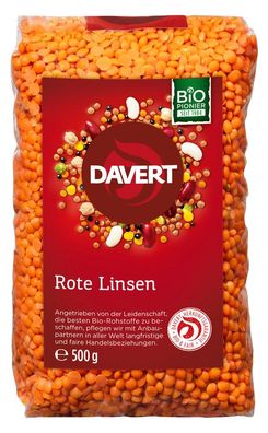 3x Davert Rote Ganze Linsen 500g 500g