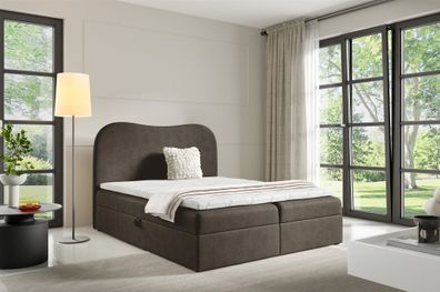 Boxspringbett Schlafzimmerbett DARLIN Premium 180x220cm Stoff Gerra Dunkelgrau