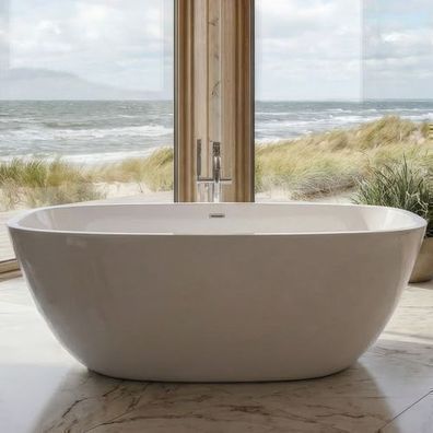 Freistehende Badewanne Bad Acrylwanne Wanne TOVE 170x80 Ablauf Klick-Klack !