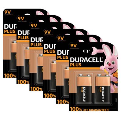 6x Duracell 9V E Block Plus MN1604 E-Block 6LR61 Batterie Plus 2er Blister