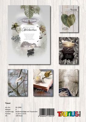 Trauerkarte - 100 Stück - 6 Motive