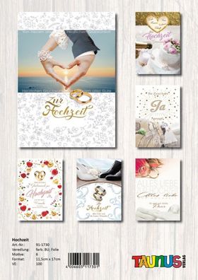 Hochzeitskarten - 100 Stück - 6 Motive