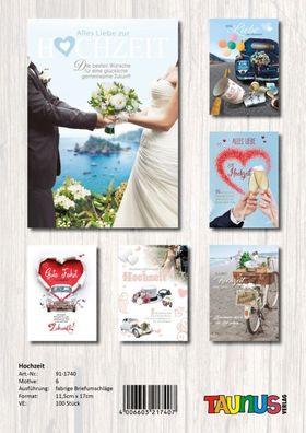 Hochzeitskarten - 100 Stück - 6 Motive