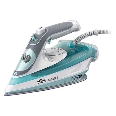 Braun TexStyle 5 Dampfbügeleisen SI 5017 GR Keramik-Bügelsohle 2700 W Türkis, Grau,