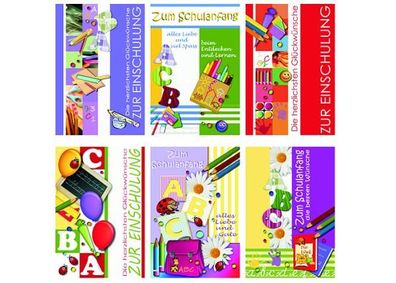 Schulanfangskarte - 100 Stück - 6 Motive