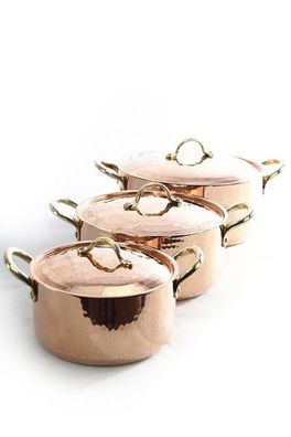 CopperGarden®" 3er Topfset Kupfertöpfe mit Deckel verzinnt