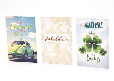 Glückwunschkarte diverse Anlässe - 100 Stück - 8 Motive