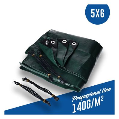 Abdeckplane, Gewebeplane 140g/m² grün inkl. Seil Befestigungsseil, mit Ecken- und