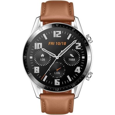 Huawei Watch GT 2 46mm Pebble Brown mit Lederarmband braun