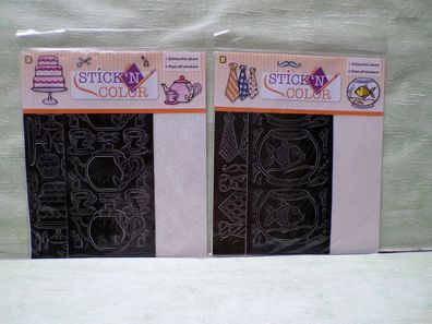 JeJe Stick´n Color Peel off Sticker Glitterfolie Kaffee Kuchen Krawatte Fische OVP