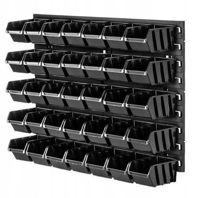 KADAX Werkstattregal, aus Kunststoff, 58x39 cm, Schwarz, 35 Stück