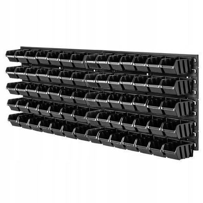 KADAX Werkstattwandregal, Wandplatten, 116 x 39 cm, Schwarz, 70 tlg