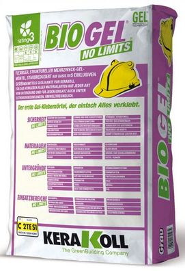 25 kg Klebemörtel KeraKoll Biogel NoLimits C2TE S1 grau