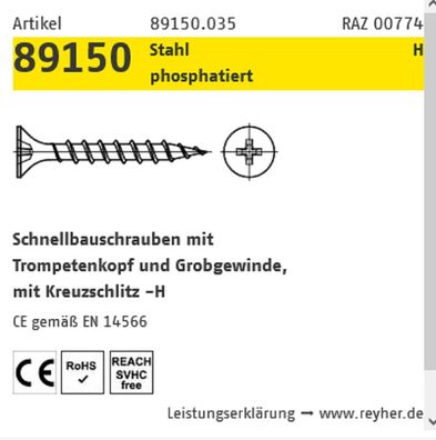 500 ST Schnellbauschrauben 3,9x25 mm Grobgewinde