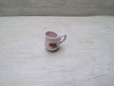 altes Miniatur Puppen Kinder Milchkännchen Keramik mit Blütenmotiv ca 3cm