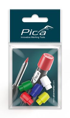 Pica Dry 5 x farbige Stiftkappe Rot Blau Grün Gelb Weiß