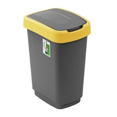 Abfalleimer mit Gelb Deckel PAFEN 25L 33x25x47 Abfall Schwingdeckel Mülleimer