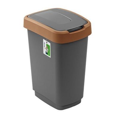 Abfalleimer mit Braun Deckel PAFEN 25L 33x25x47 Abfall Schwingdeckel Mülleimer