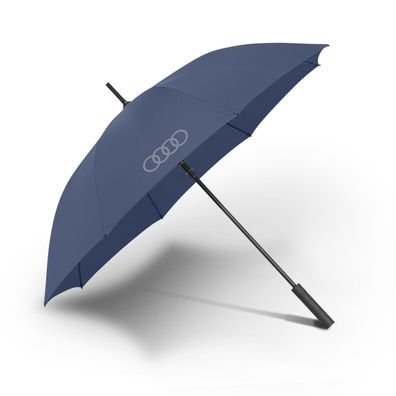 Original Audi Regenschirm Stockschirm Ringe Logo Automatik Schirm blau 3122600120