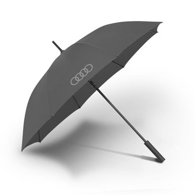 Original Audi Regenschirm Stockschirm Ringe Logo Automatik Schirm grau 3122600110