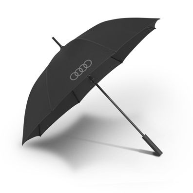 Original Audi Regenschirm Stockschirm Ringe Logo Automatik Schirm schwarz 3122600100