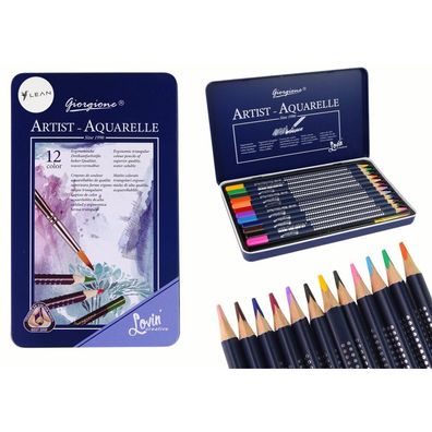 Leantoys Set mit 12 Aquarellstiften, Metallhalter