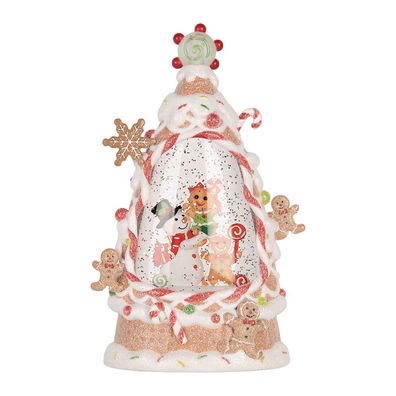 Clayre & Eef Weihnachtsdekoration mit LED-Beleuchtung und Musik Kuchen 14x8x24 cm