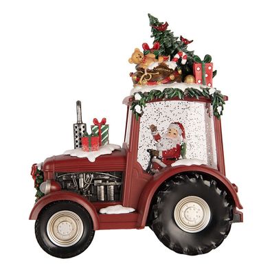 Clayre & Eef Weihnachtsdekoration mit LED-Beleuchtung und Musik Traktor 21x13x25 cm