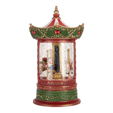 Clayre & Eef Weihnachtsdekoration mit LED-Beleuchtung und Musik Karussell Ø 15x25 cm